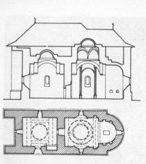plan i przekrój cerkwi w Arbore