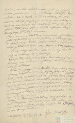 fragment listu Jana Matejki do prezydenta Krakowa Feliksa Szlachtowskiego z 23 maja 1892 r. z oświadczeniem o zwrocie honorowego obywatelstwa miasta