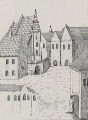 dawny szpital i plac św. Ducha, rysunek ze starego obrazu