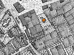 kościół św. Filipa i Jakuba na (na pomarańczowo) na Planie Kołłątajowskim z 1785 r.