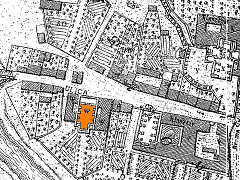 kościół św. Jadwigi (na pomarańczowo) na Planie Kołłątajowskim z 1785 r.