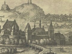 kościół św. Jakuba, widok od północnego zachodu, panorama Krakowa M. Meriana, 1619 r.