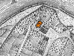 kościół św. Jakuba (na pomarańczowo) na Planie Kołłątajowskim z 1785 r.