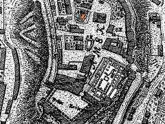 kościół św. Jerzego (na pomarańczowo) na Planie Kołłątajowskim z 1785 r.