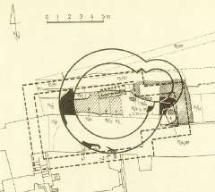 próba rekonstrukcji rzutu rotundy i kościoła prostokątnego wg J. Firleta, Z. Pianowskiego