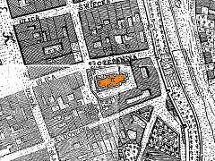 kościół św. Szczepana (na pomarańczowo) na Planie Kołłątajowskim z 1785 r.