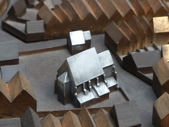 model kompleksu jezuitów na makiecie XV-wiecznego Krakowa w Podziemiach Rynku Głównego w Krakowie, widok od południa (kościół św. Szczepana na pierwszym planie)