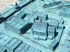 model kompleksu jezuitów na obecnym placu Szczepańskim, widok od południa (kościół św. Szczepana na pierwszym planie)