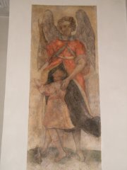 malowidło z dawnego kościoła św. Urszuli w sieni budynku PAN