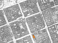 kościół św. Urszuli (na pomarańczowo) na Planie Kołłątajowskim z 1785 r.