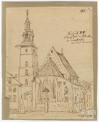 kościół Wszystkich Świętych od wschodu, rys. J. Brodowskiego, 1819 r.