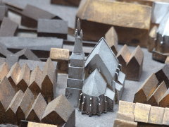 kościół Wszystkich Świętych na makiecie XV-wiecznego Krakowa w Podziemiach Rynku Głównego w Krakowie, widok od wschodu