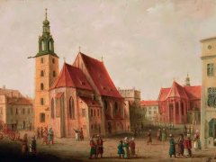 kościół Wszystkich Świętych od północnego wschodu, obraz T. Stachowicza, XIX w.