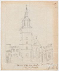 kościół Wszystkich Świętych, rys. J. Brodowskiego, 1835 r.