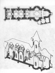 plan i przekrój cerkwi monastyru Neamţ