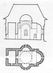 Seret, plan i przekrój cerkwi Trójcy Świętej